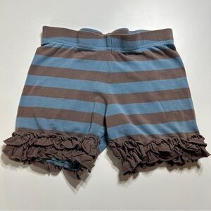Matilda Jane blue and brown stripe Shorties Ruffle Shorts size 6